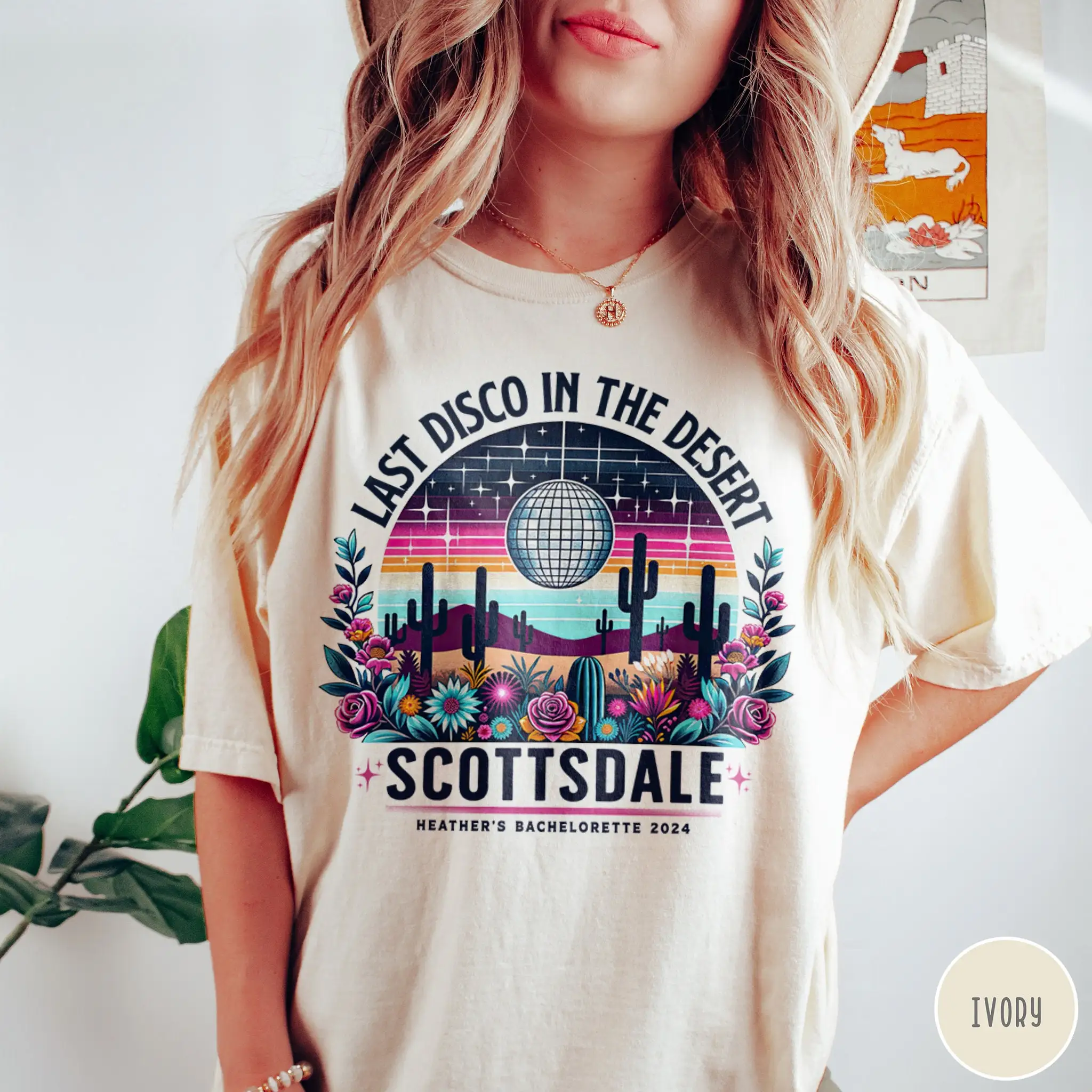 Last Disco Bachelorette T Shirt Desert Scottsdale Las Vegas Cactus Bride