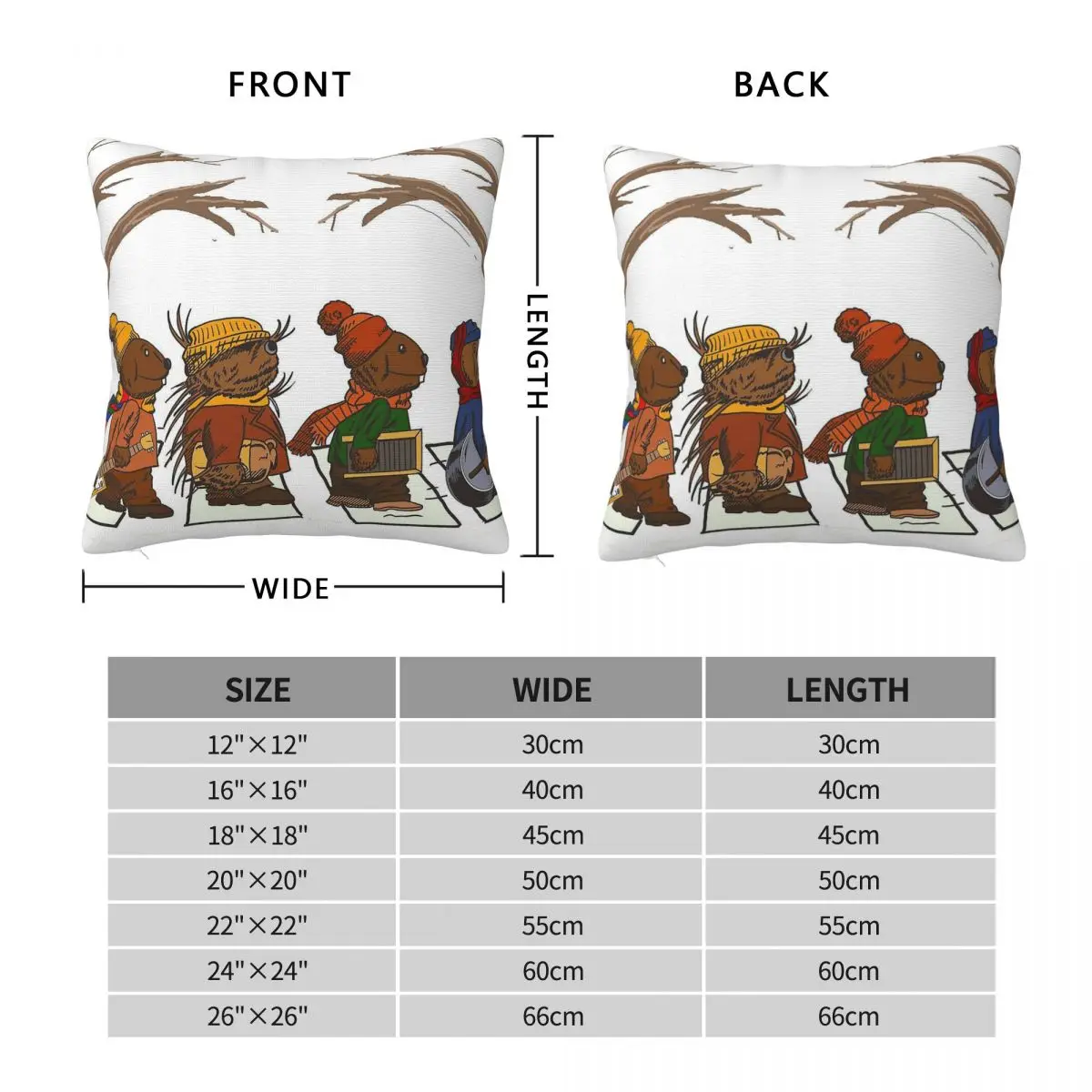 Emmet Otter's Jug-Band Christmas Square Pillowcase Polyester Linen Velvet Printed Zip Throw Pillow Case Room Cushion Cover 45x45
