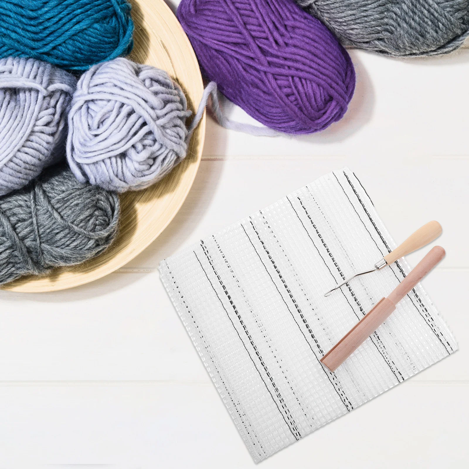 

1Set Blank Rug Hooking Mesh Canvas Latch Hook Rug Making Kit DIY Tapestry Plastic Mesh Sheets Crochet Carpet Yarn Tool