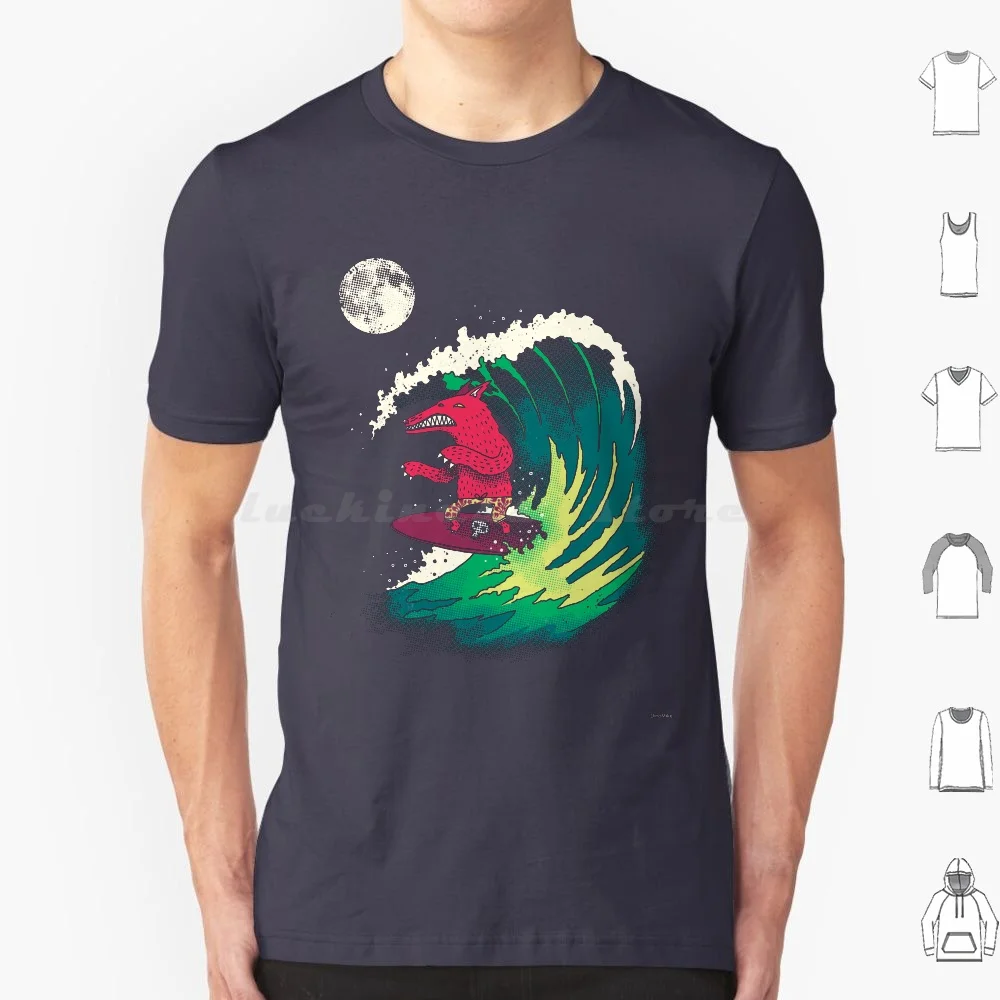Moonlight Surfer T Shirt Men Women Kids 6xl Funny Horror Werewolf Wolfman Surfing Surf Wave Sea Ocean Character Dinomike
