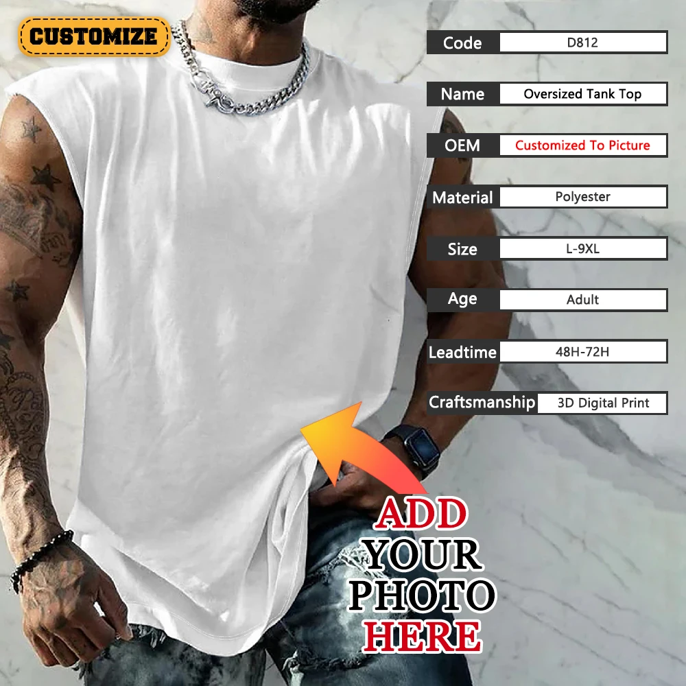 Custom Men's Tank Tops Summer Camiseta Gym Hombre Vest Tops Full Print Design Personalized Gift