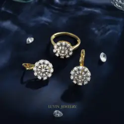 LUYIN Well-Chose Fashion Earrings Ring Sets For Woman Copper Plated 14K Gold 2 Color Jewellery Party Wedding's Decoration Gifts