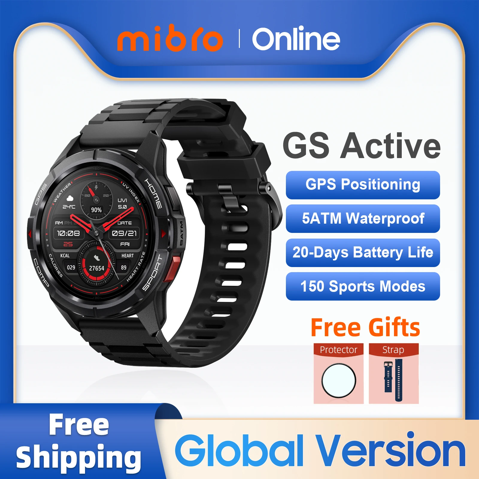 

Mibro GS Active Smartwatch Global Version GPS Positioning 1.3Inch AMOLED HD Screen 5ATM Waterproof Sport Men Women Smart Watch