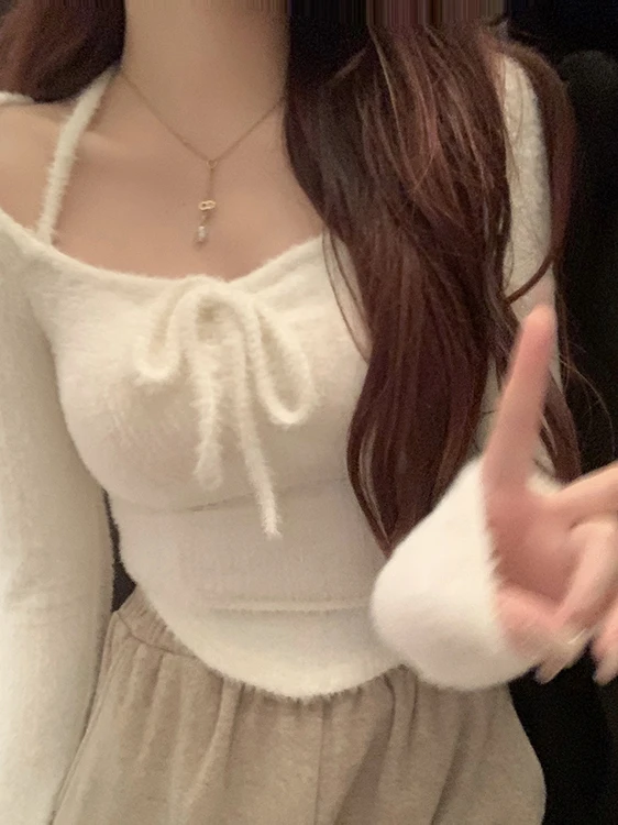 

Женский свитер Pure Desire белого цвета, мягкий, вязаный, с длинными рукавами, приталенный, базовый, осенне-зимний дизайн, модный повседневный стиль