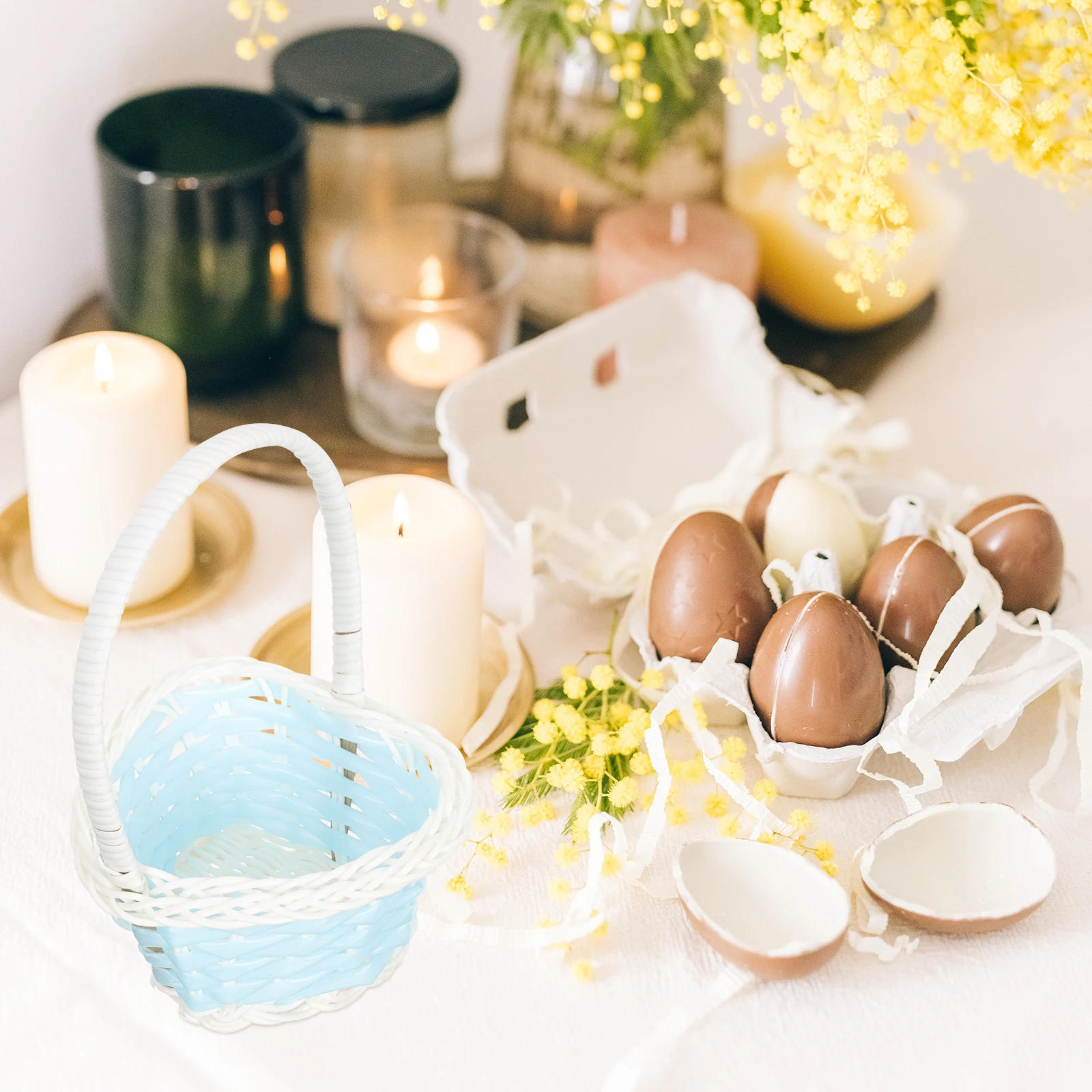 

7PCS Colorful Easter Egg Basket Woven H Storage Plastic Rattan Container Easy Clean Household Display Baby