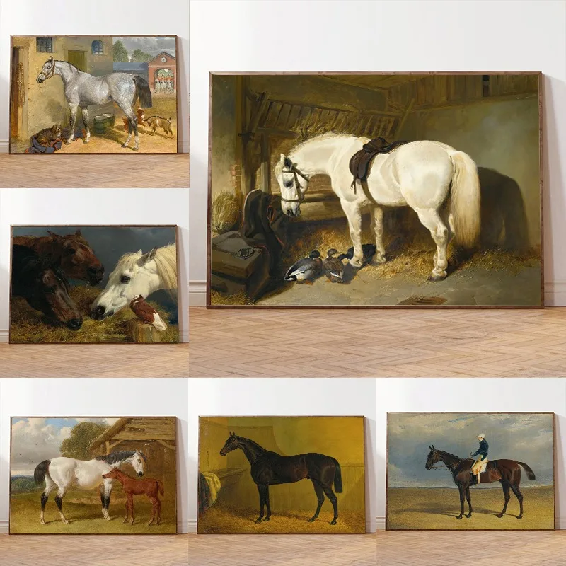 Vintage Race & Show Horse Equestrian Posters and Prints Canvas Painting Retro Wall Art Picture for Living Room Home Decor