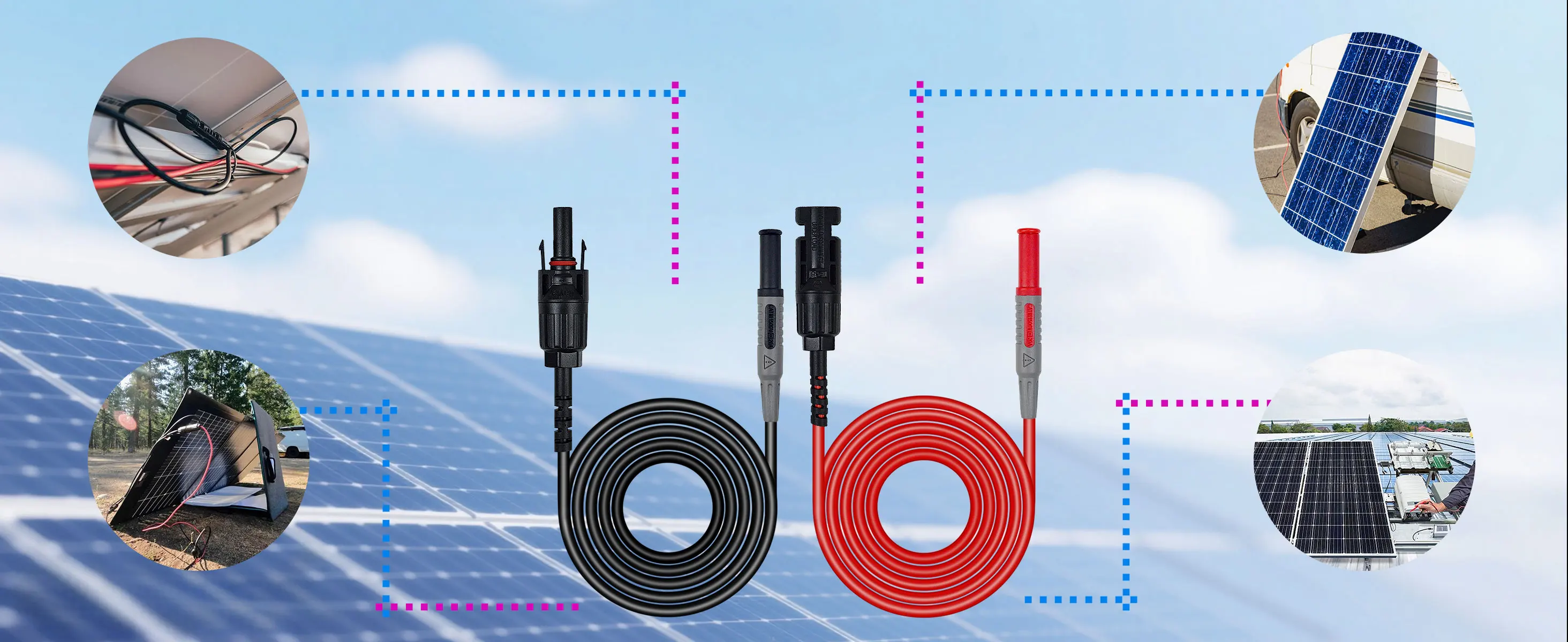ZIBOO PVLEAD1 Solar-zu-4-mm-Messleitungsset, Solartestkabel drähte 1000 V/20 A für Photovoltaik-Solarpanelsystem. – Detail 6