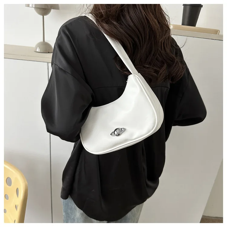Design Women's Bag PU Leather Vintage Underarm Bag Fashionable Female Small Shoulder Bag Casual Handbag Popular Mobile Wallet