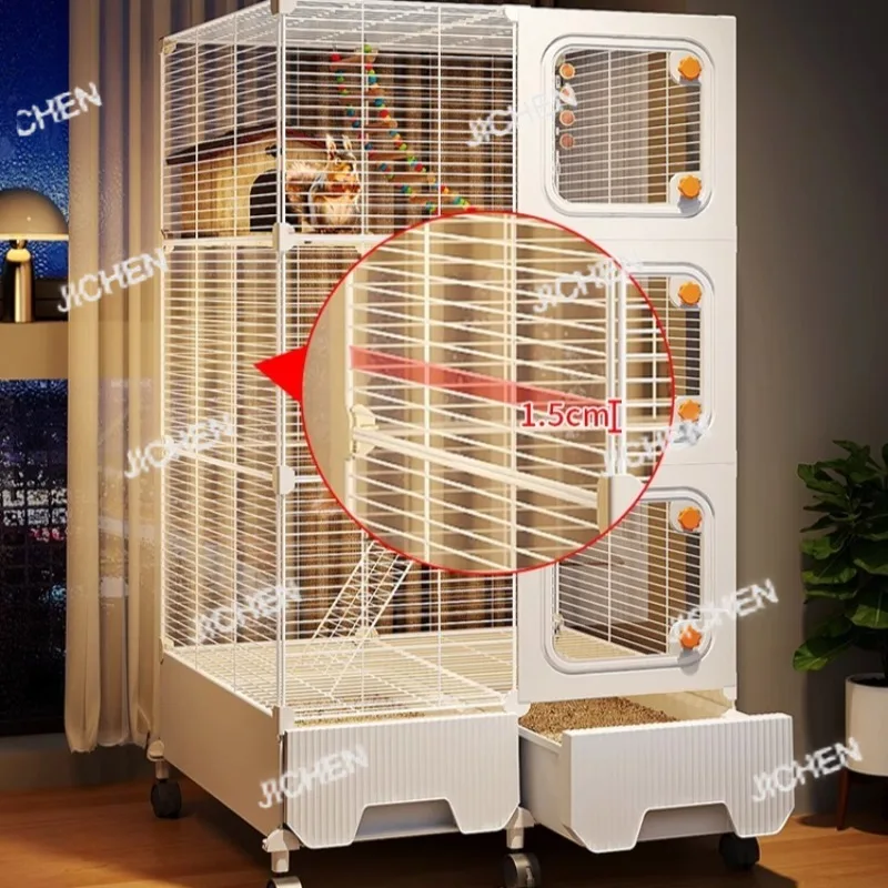 قفص السنجاب السلكي متعدد المستويات من JC، موئل طويل القامة للغاية، قفص فيلا شينشيلا كبير الحجم، منزل لعب الحيوانات الأليفة سهل التنظيف