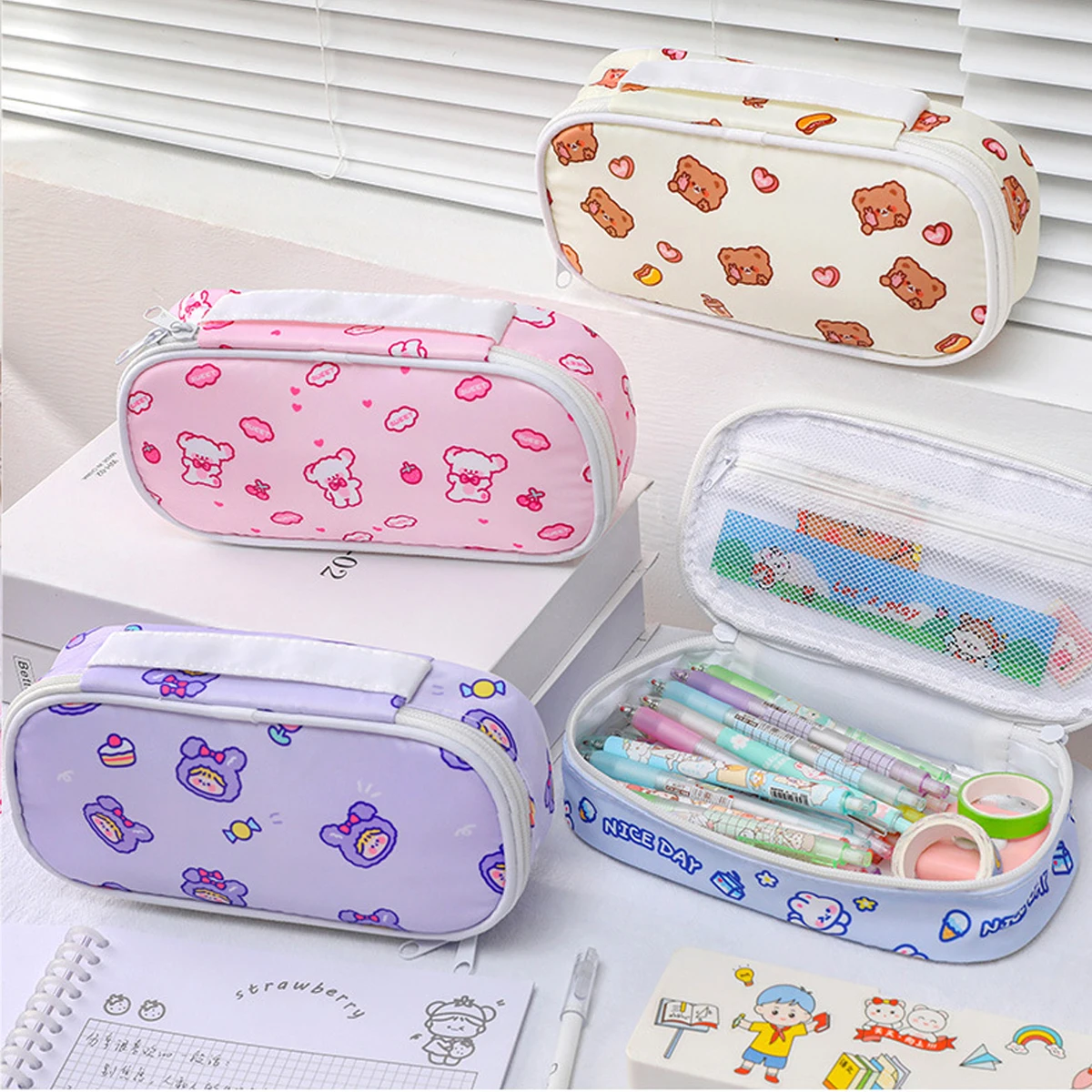 Cartoon Pencil Case For Students With High Aesthetic Value And Large Capacity, Cute Girl Heart Pencil Case