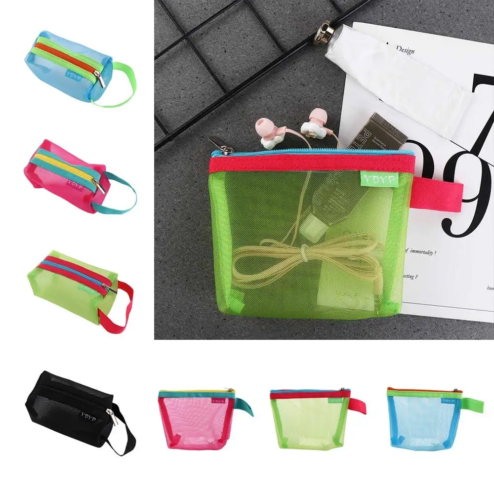 ID Credit Card Holder Mesh Storage Bag Transparent File Bag Zipper Pouch Small Coin Purse Lipstick Bags Stationery Storage Bag