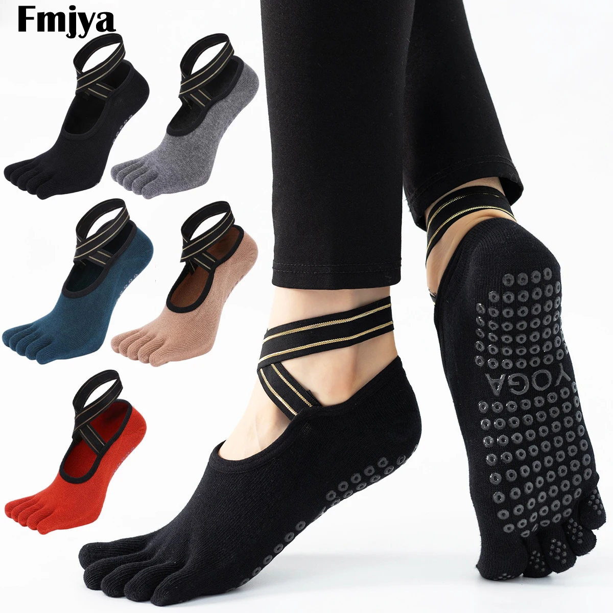 Calcetines de Yoga de cinco dedos completos, calcetines de silicona para Pilates, Fitness, deportes, zapatillas de baile, calcetines de medio dedo con empuñaduras para mujeres y niñas