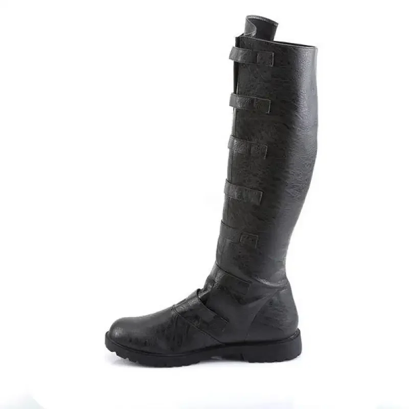 Botas masculinas de couro em PU tamanho grande, sapatos retrô renascentista medieval, calçado liso vintage, fantasia de cosplay de Halloween