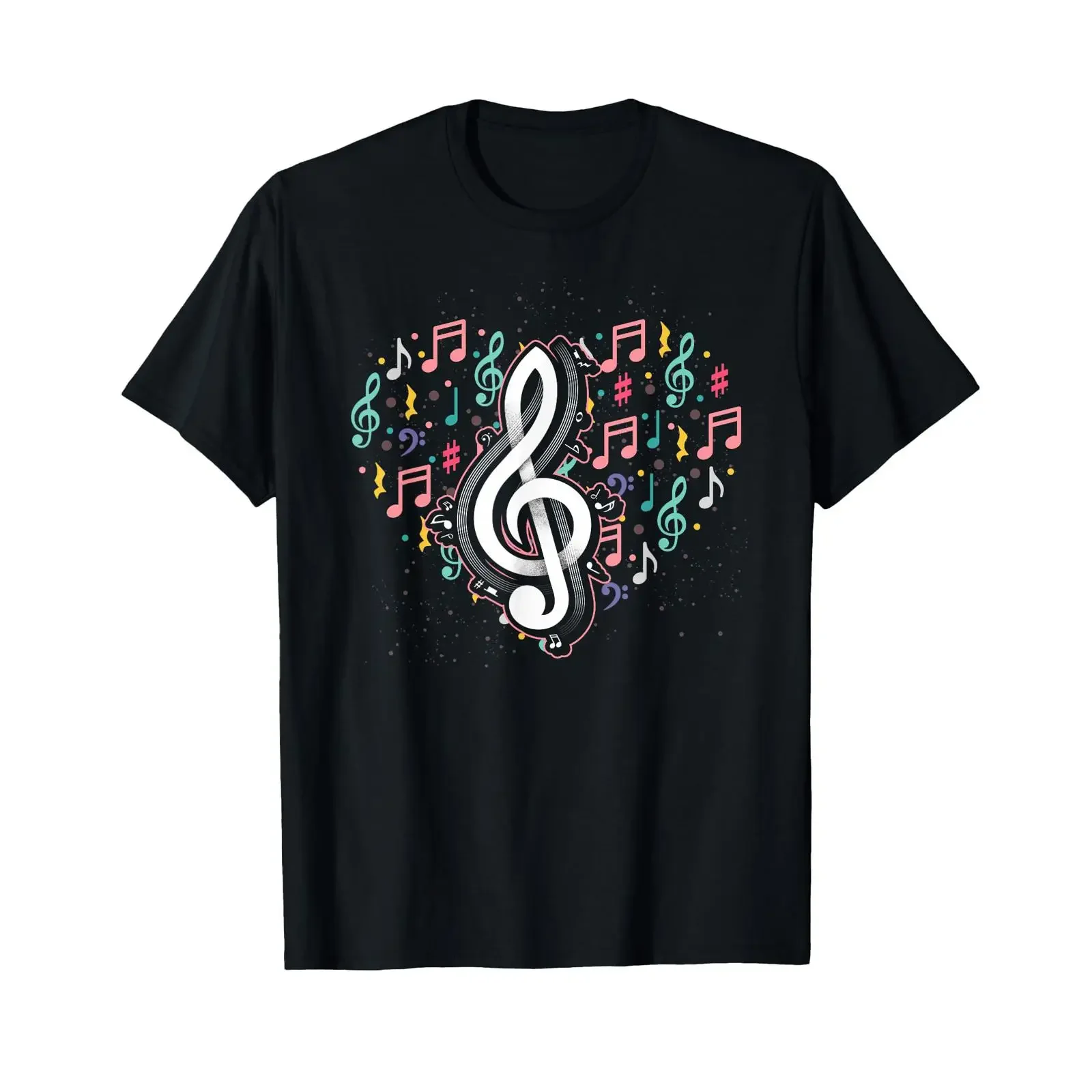 Music Lover Treble Clef Heart Notes Musician T Shirt vintage Washed Stretched Breathable Comfortable homme Slightly