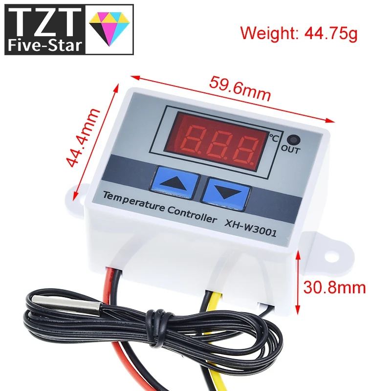 TZT 10A 12V 24V 220VAC Digital LED Temperature Controller XH-W3001 for Arduino Cooling Heating Switch Thermostat NTC Sensor