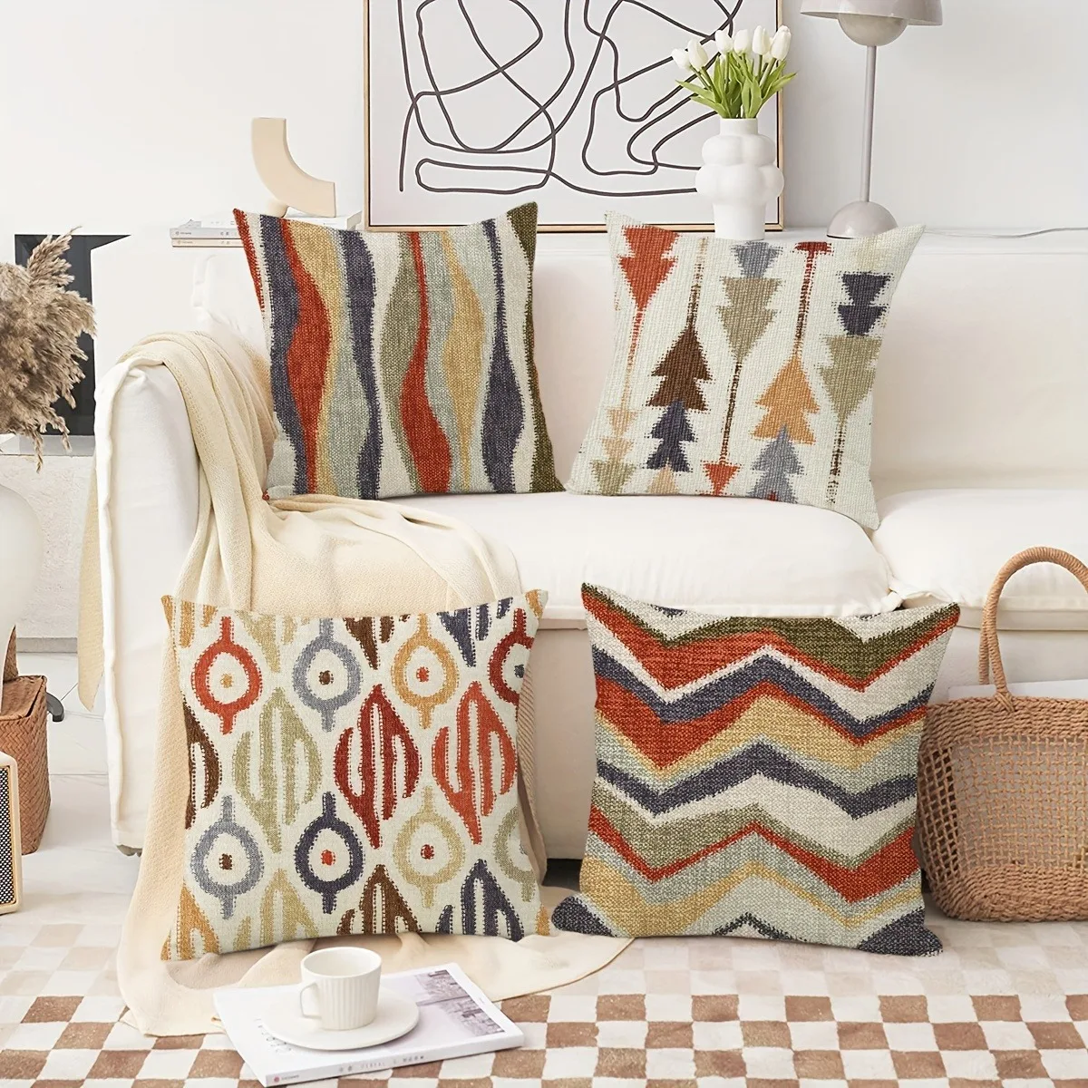fashion simple geometric pattern Double-sided Printed pillow cover Short plush Suitable living rooms sofas throw cushion cover