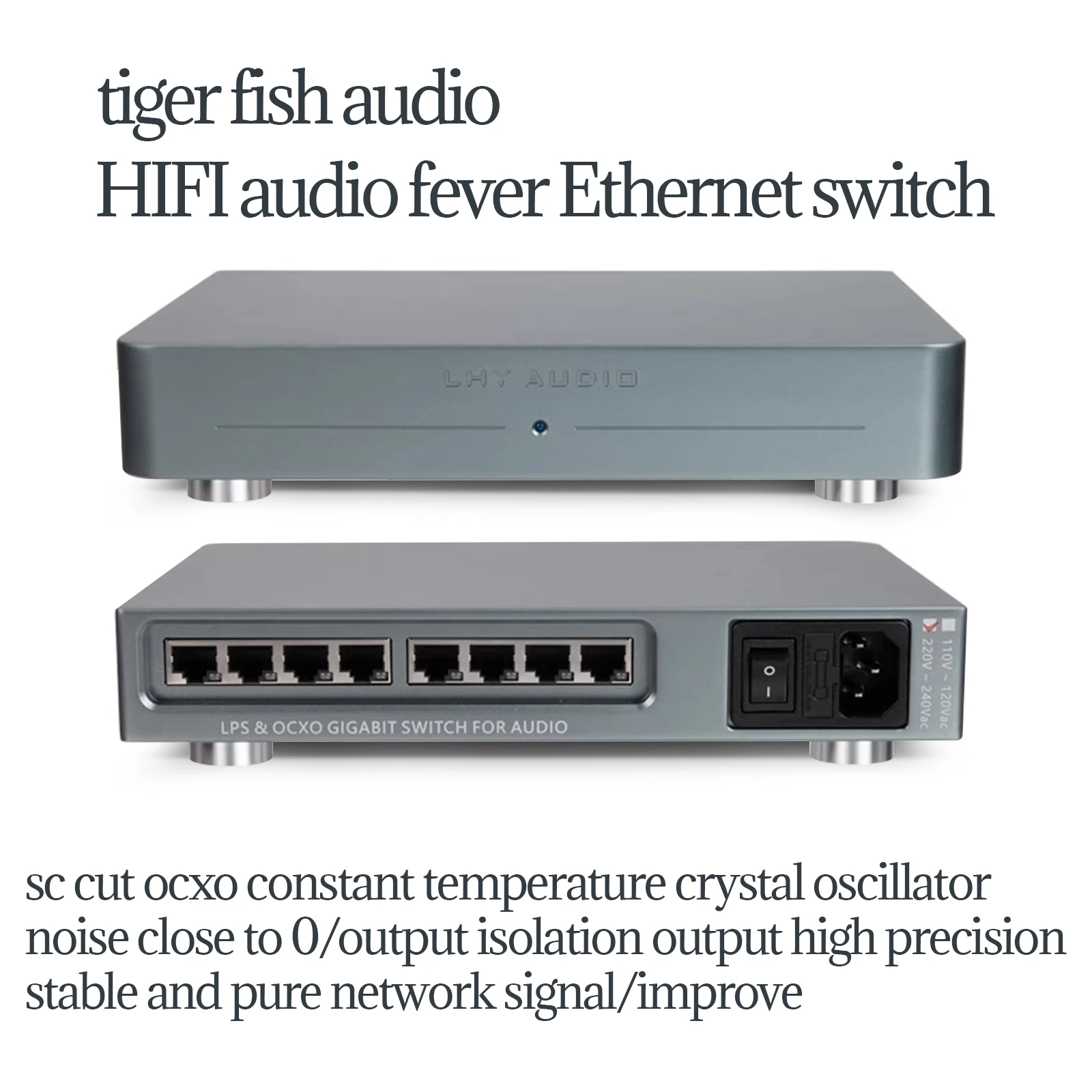 HiFi Audio Fever SW-8 Ethernet Switch Full Linear DC Power Supply SC Cut OCXO Constant Temperature Crystal Oscillator