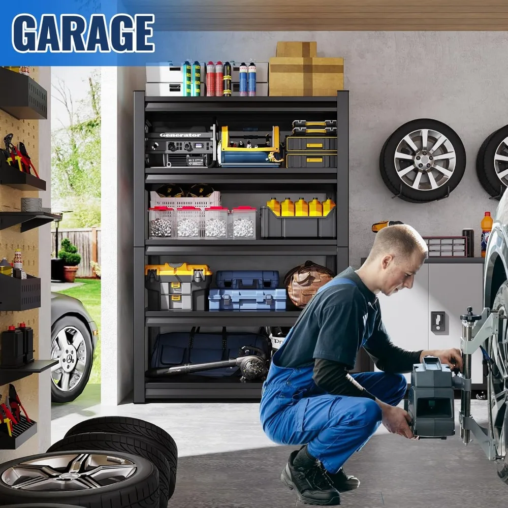 72"H Garage Shelving Heavy Duty Garage Storage Shelves,3000LBs Metal Shelving Unit 5T Adjustable Industrial Utility Shelf