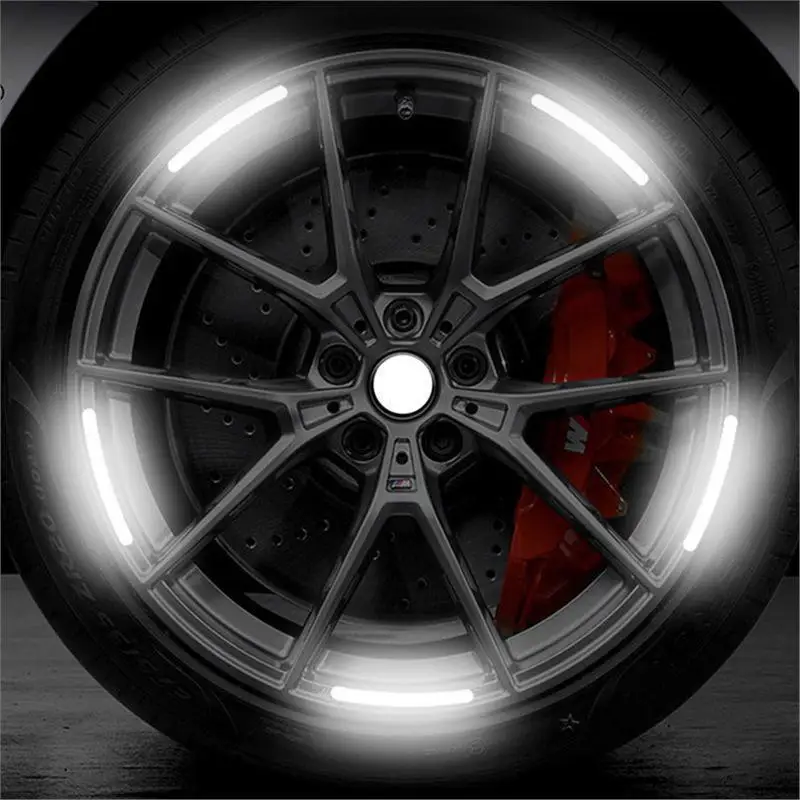 Car Wheel Hub Reflective Stripes Sticker Driving Safety Tire Decor Warning Sticker Automobile Trunk Reflective Tape Car Sticker