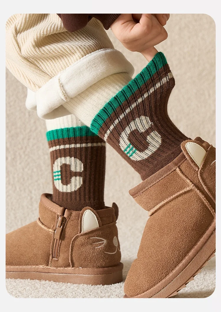 5 Paare/los kinder Winter Socken Warme Baby Kind Verdicken Baumwolle Socken Jungen Terry Socken Brief Muster Thermische Socken – Detail 8