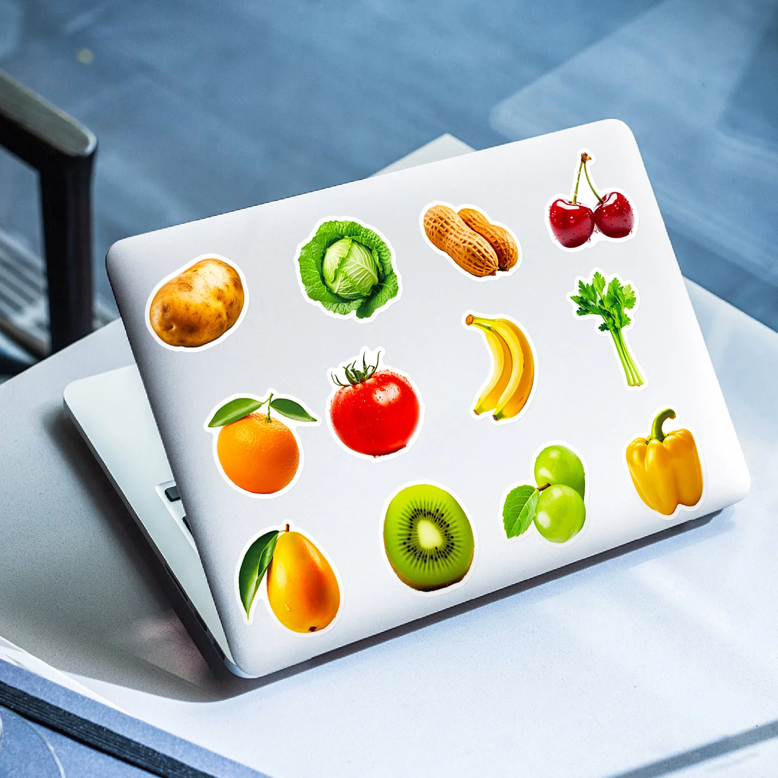 50PCS Vivid Fruit & Vegetables Grape Cherry Carrot Broccoli Stickers Pack Waterproof Vinyl Stickers For Laptop Phone