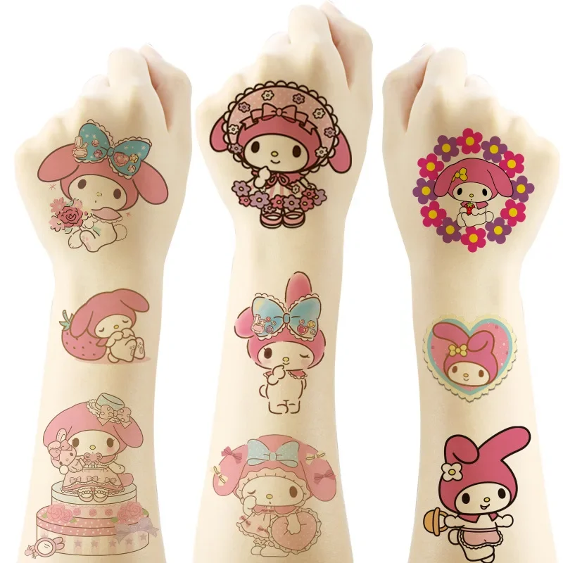 My melody tatuagem adesivos à prova dwaterproof água bonito adesivo anime festa de aniversário suprimentos decoração para crianças recompensa brinquedo presente natal