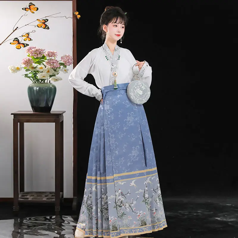 Yourqipao Ancient Hanfu Chinese Style Costume Mamianqun Ming Dynasty Weaving Gold Horse Face Skirt Traditional Clothing