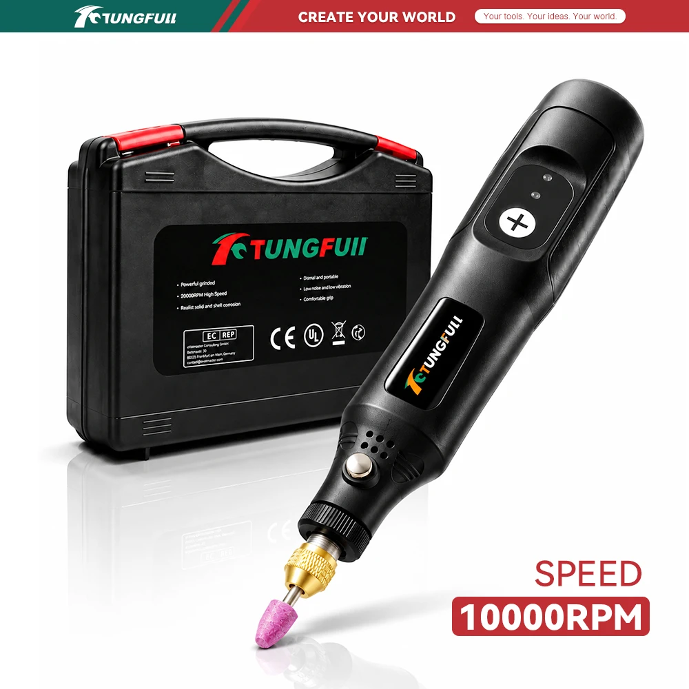 TUNGFULL 3.7V USB Engraving Pen Mini Cordless Rotary Tool Single Speed Portable Electric Grinder For DIY Jewelry Wood Polishing
