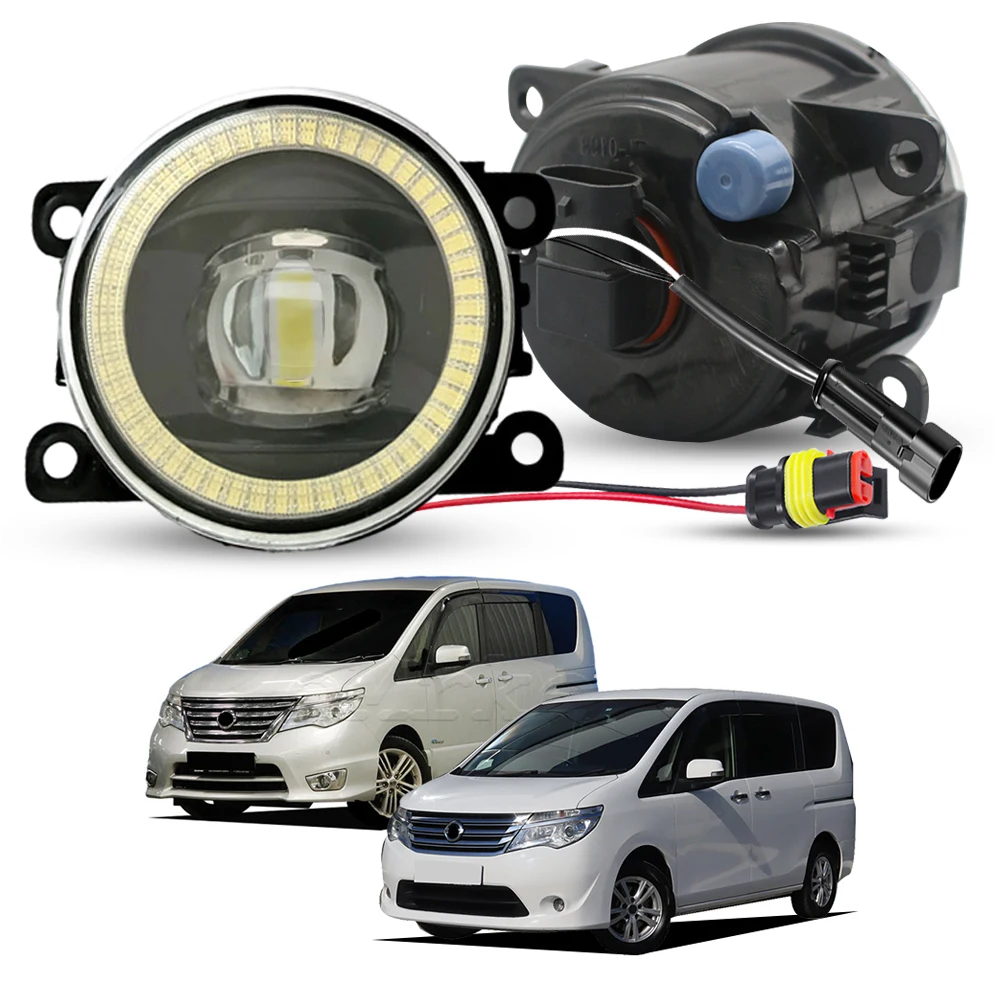Upgrade Led Angel Eye Fog Lights Lens 30W DRL For Nissan Serena Landy C26 2014 2015 2016 or Halogen Fog Lamp Assembly Replace