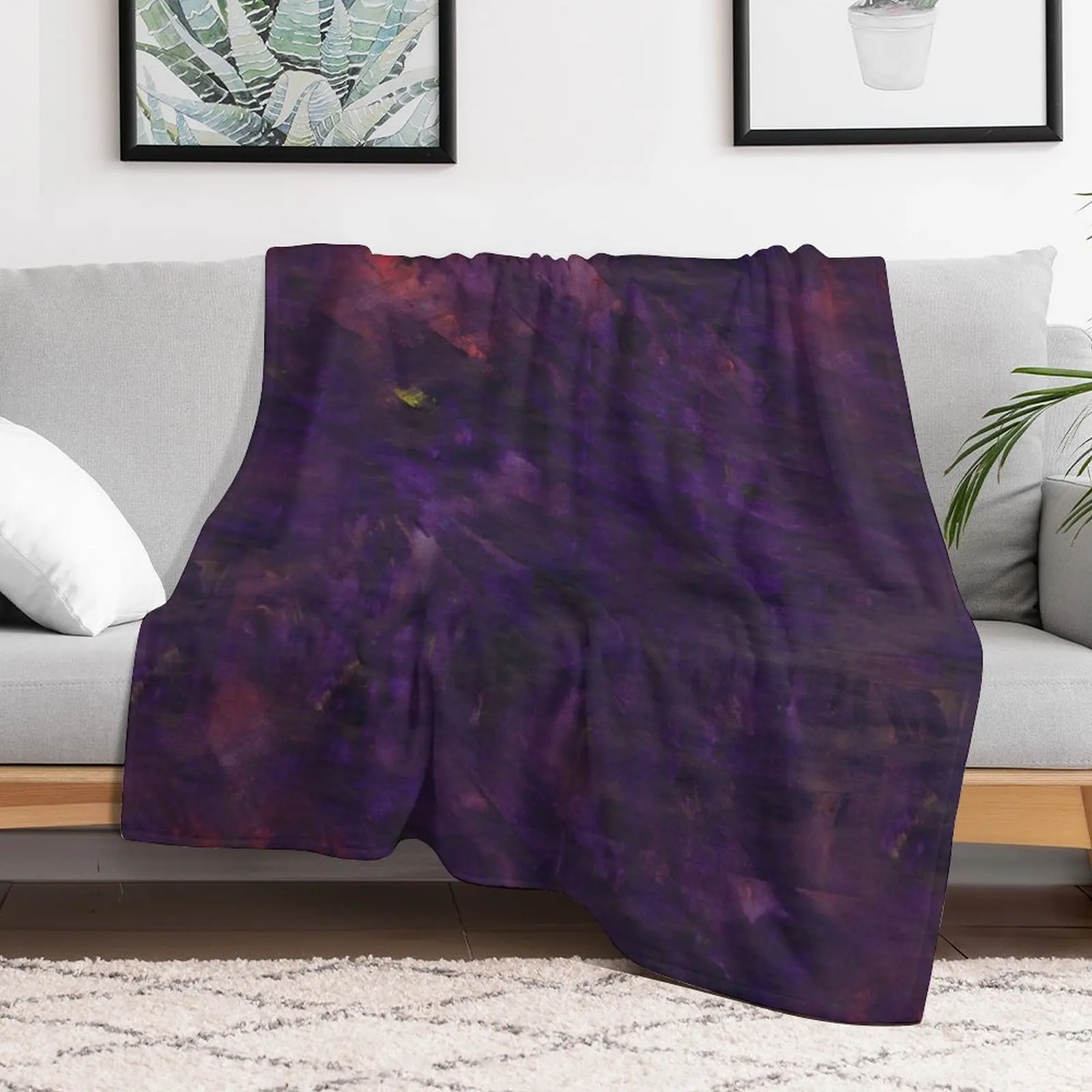 Midnight Sky No 1 - Hand Painted Texture Throw Blanket Fuzzy Plush Throw Blanket for Sofa Chair