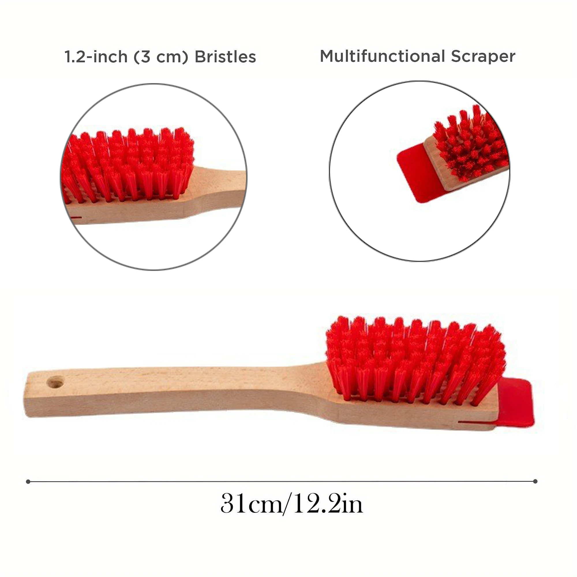 Brosse de nettoyage de tondeuse à gazon robuste avec grattoir, manche ergonomique en bois, poils rigides, grattoir de pont de tondeuse à gazon, efficace