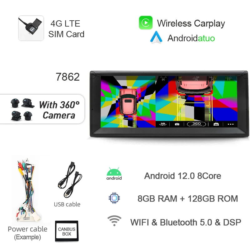 10.25 "720P Auto Android 12 8Gb + 256Gb Autoradio Navigatie Gps Speler Bluetooth Wifi Voor Bmw X5 E53 5 Series E39 M5 1996-2007