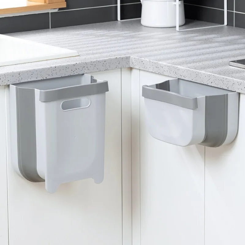 

Kitchen trash can hanging household sorting trash can folding cabinet door wall hanging food waste storage bucket living room
