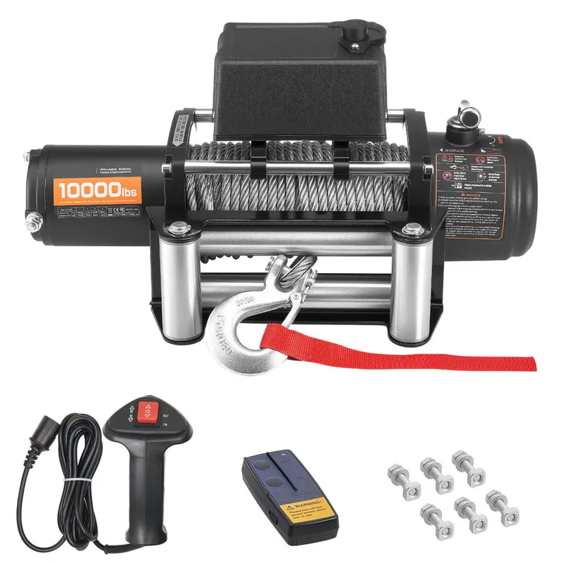 Electric Winch, with a load capacity of 10,000 pounds, IP55 waterproof for towing SUVs, Jeeps, trailers, boats, and off-road veh