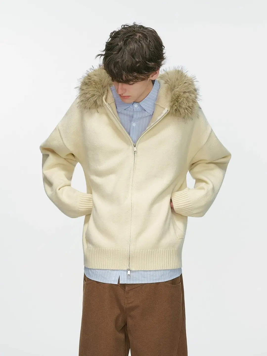 

Мужские зимние куртки с натуральным меховым воротником, очень теплые, утепленные пухом, для работы, строительных работ, с карманами, утилитарные