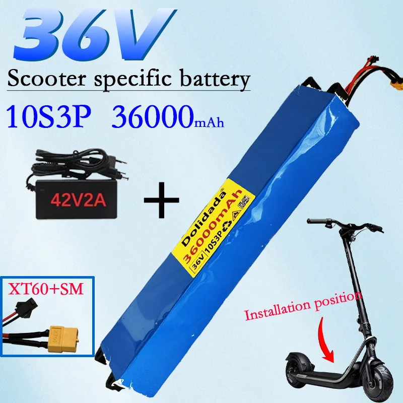 

10S3P Electric scooter lithium battery 36V modified car universal customizable 48V built-in BMS brand new 36000mAh+charger