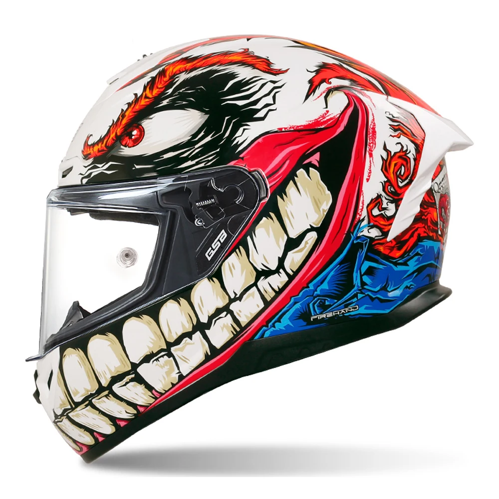 Big Teeth Red Anti-Fall Head Protection Wear-Resistant Motocross Supplies Full Face Biker Kask Breathable Motorcycle Tail Helmet