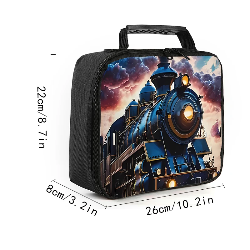 Cartoon Train Handheld Lunch Bag for Boy and Girls Best Gifts 2D Flat Cartoon Lunch Box Bag School School Bento for Children