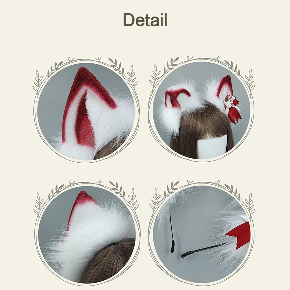 Girls Cute Cosplay Furry Fox Ear Hairband for Women Sexy Lolita Cat Ear Headband Plush Halloween Party Hair Accessories