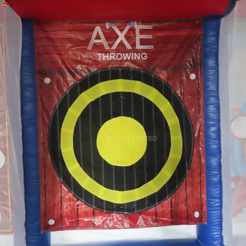 Commerciale Durevole 5x3m Gonfiabile Ascia Lancio Palla Lancio Gonfiabile Dardo Da Tavolo Gioco Sportivo 3 IN 1 Giocattolo Combo in Vendita