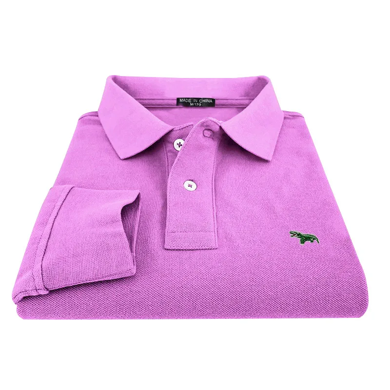 High Quality 100%Cotton Embroidery Small LOGO Mens Polos Shirts Casual Clothing Sportswear Long Sleeve Hommes Fashion Male Tops