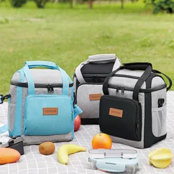 Bolsa de almuerzo térmica grande con correa para el hombro, paquete de refrigerador fresco conveniente, caja de comida para el desayuno, Picnic portátil, bolsa aislada de viaje