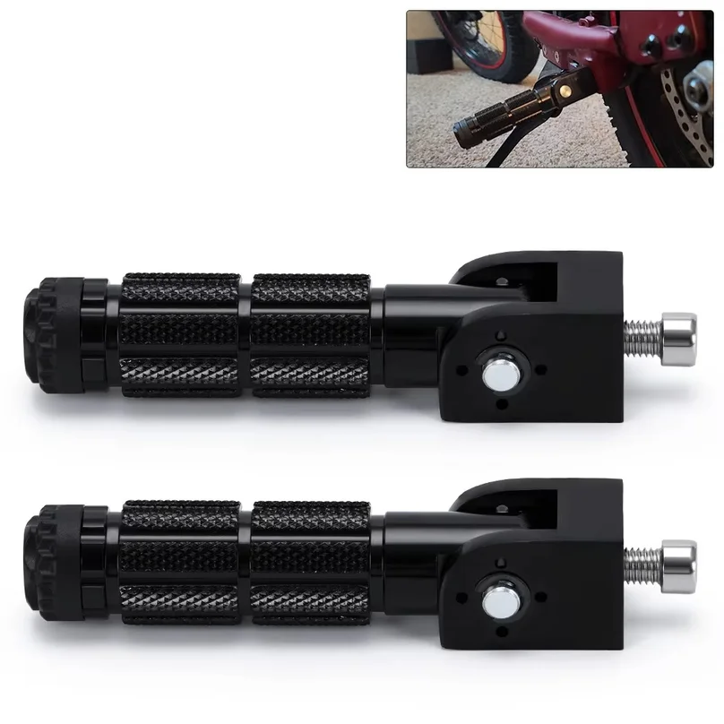 2 Pcs Motorcycle Motor Bike Folding Footrests Footpegs CNC Aluminum Universal Foot Rests Pegs Rear Pedals Set