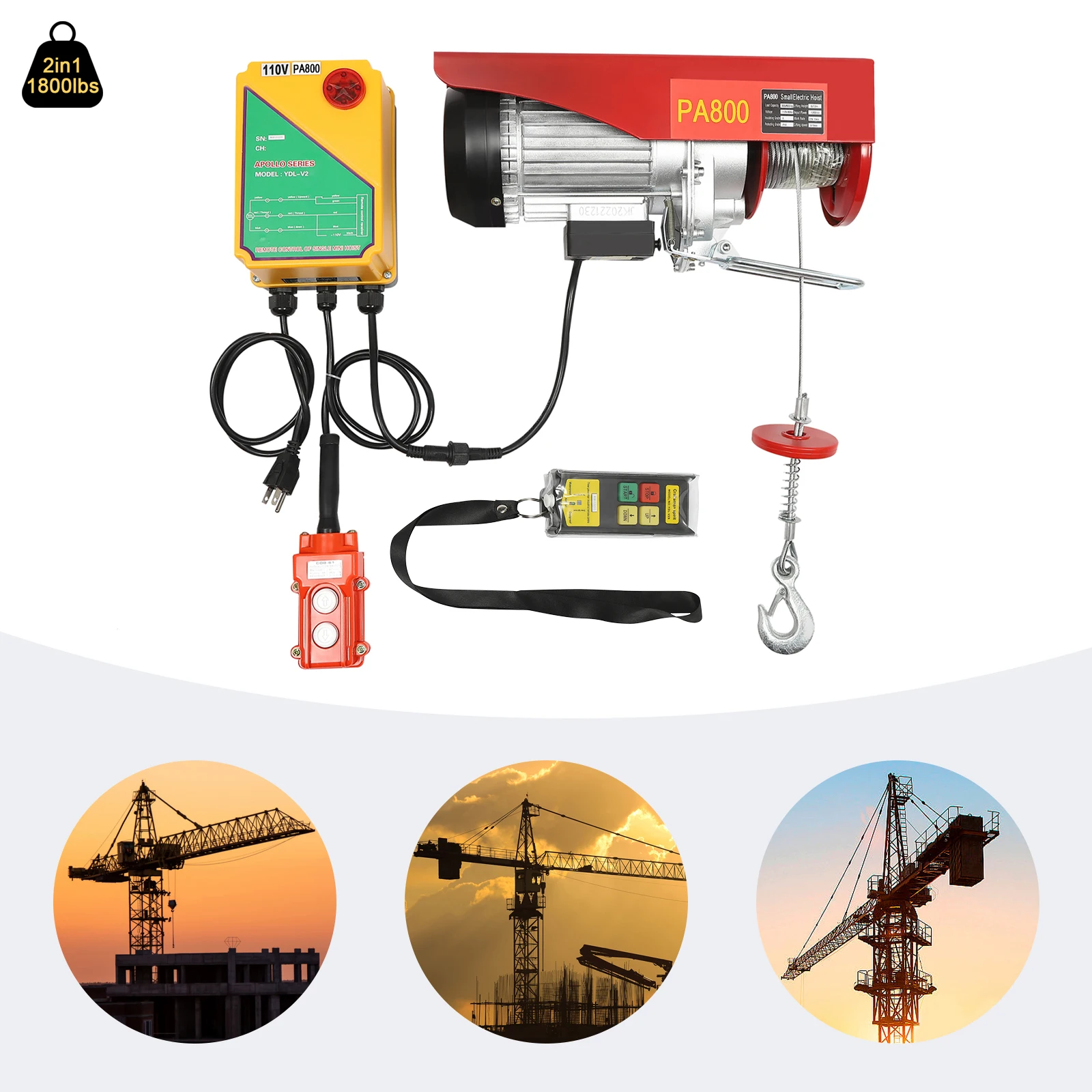 Pull Up Bar Tower - 2 In 1 Electric Hoist 1800lbs