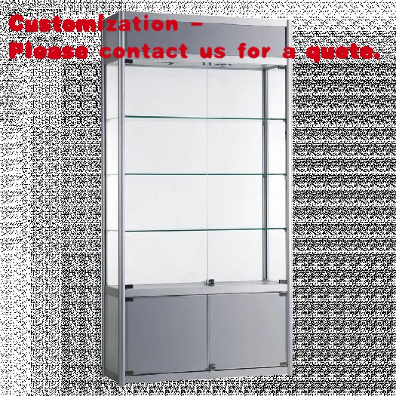 custom.Full Aluminum Display Cabinet with Advertising Screen Adjustable Shelves Glass Counter Glass Display