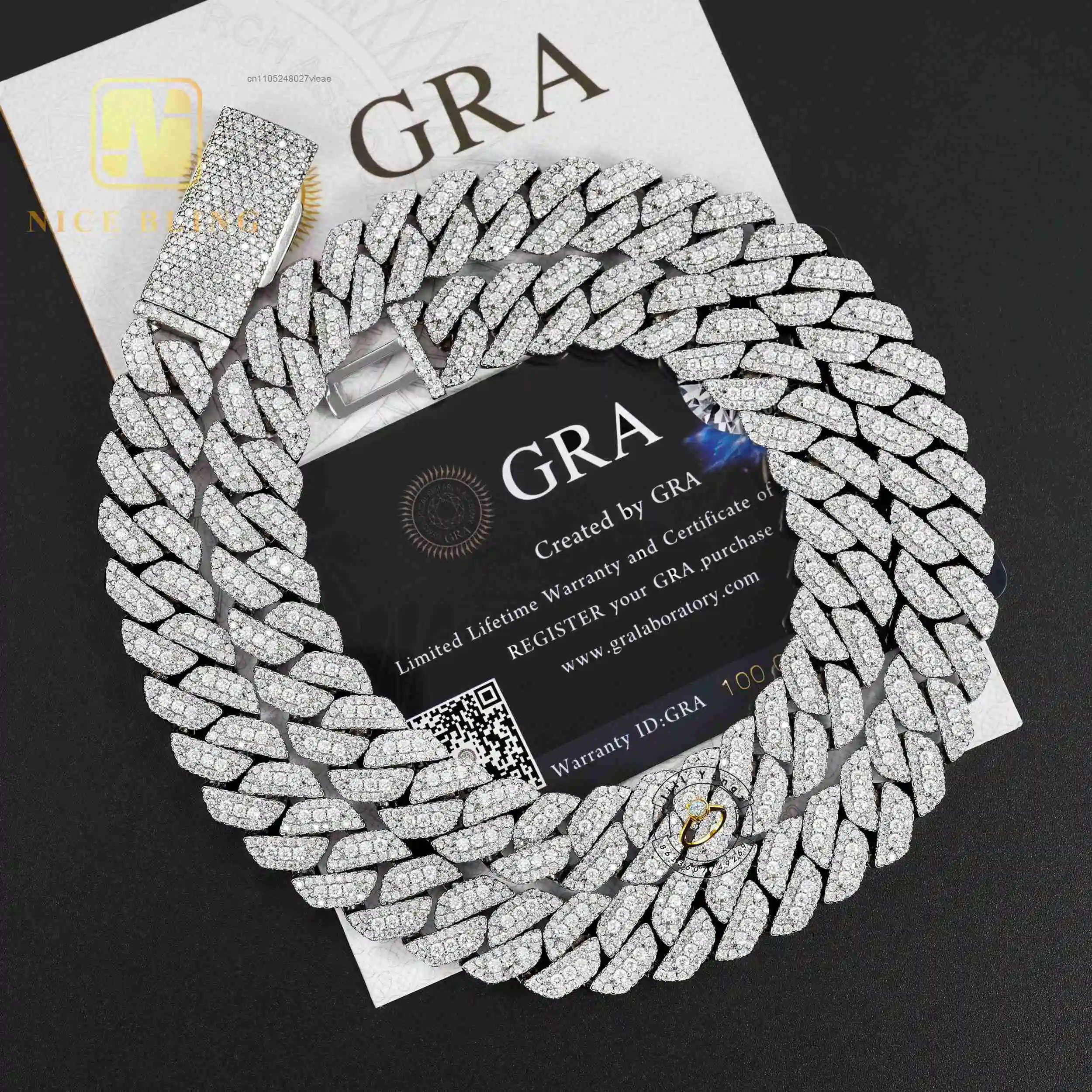 Fine Moissanite Gifts 925 Silver Hip Hop Iced Out Fine Jewelry 10k 12k14k Custom Beaded Chain Cuban Chain..
