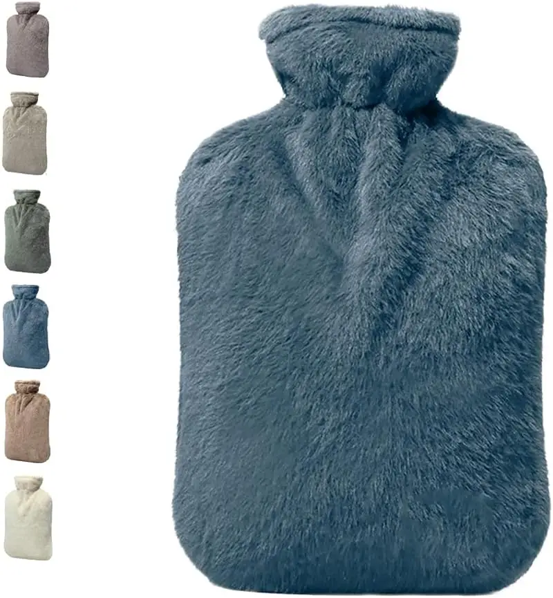 

2L Hot Water Bottle with Cover for Pain Relief, Warmth, and Therapy - Blue Ashes