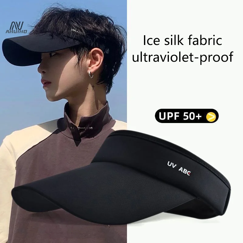 1PC Outdoor Riding Sports Shades Long Brim Ice Silk Sun Hats Men Women Empty Top Baseball Cap Sunscreen Uv Protection Visors