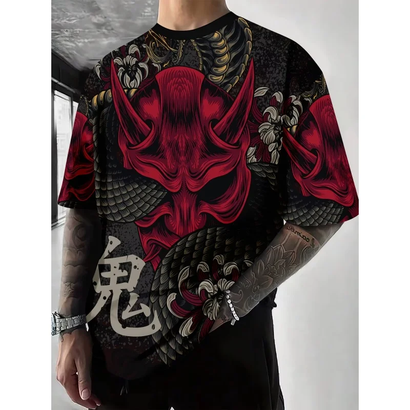Ghostly Magic Pattern T Shirt For Men Retro Ethnic 3D Print T-Shirts Summer Casual Round Neck Tees Loose Short Sleeve Tops