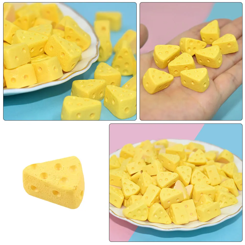 

40pcs Mini Faux Cheesecakes Realistic Yellow Plastic Decorations Compact Design Cake Shop Home Decor DIY Crafts Party Favors